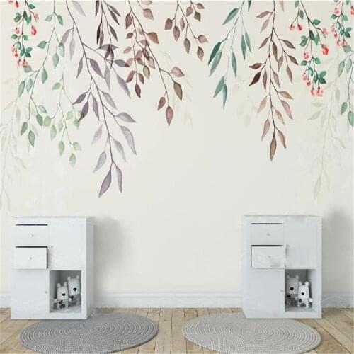Milofi Nordic minimalist small fresh leaf mural wallpaper background wall
