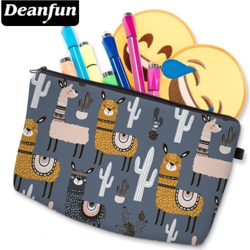 Deanfun Gray Llama Printed Small Makeup Bag Fantastic Cosmetic Bag For Women Waterproof Purse Makeup Bags D51609