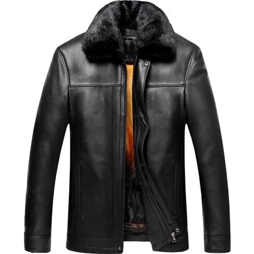 New High Quality Mink Fur Collar Gold Liner Detachable Real Leather Large Windbreaker Coat Male Loose Casual Plus Size L-7XL 8XL