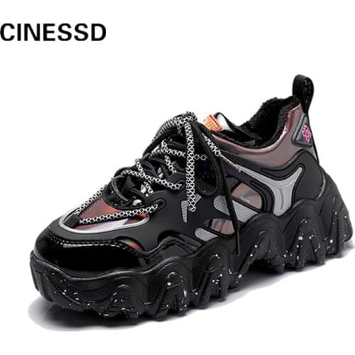 New 2020 Fashion Laser Sneakers Wedges Women Chunky Shoes Fashion Platform Female Ladies Walking Running Shoes for Woman