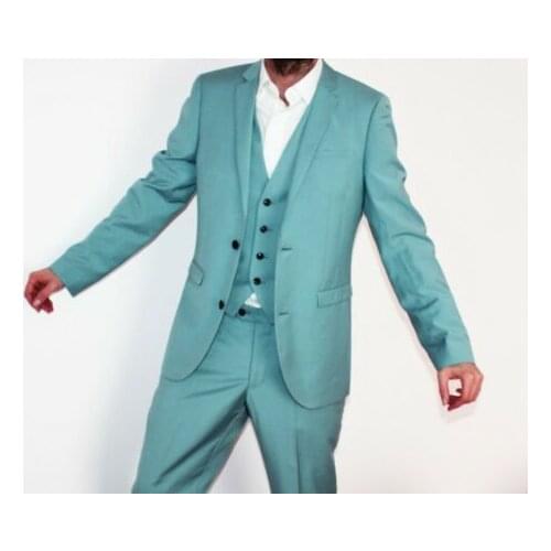2019 New Arrival Custom Mens Green Suits Mens Groom Dress Slim Fit Suits 3 Pieces Latest Design Wedding Jacket+Pants+Vest