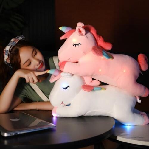 New 50cm Giant Colorful Glowing Unicorn Luminous Plush Toys Kawaii Light Up Led Unicorn Stuffed Toys Doll Kids Christmas Gift