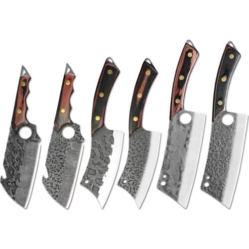 Sowoll Knives Kitchen Multifunctional Chef Slicing Tactical Cooking Cleaver Knife Tool Sharp Blade Forged Knifes Wood Handle Pro