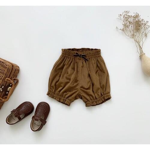 Autumn winter baby velvet short pants for girls small bowknot waist design kids shorts toddler baby girls legging children pants