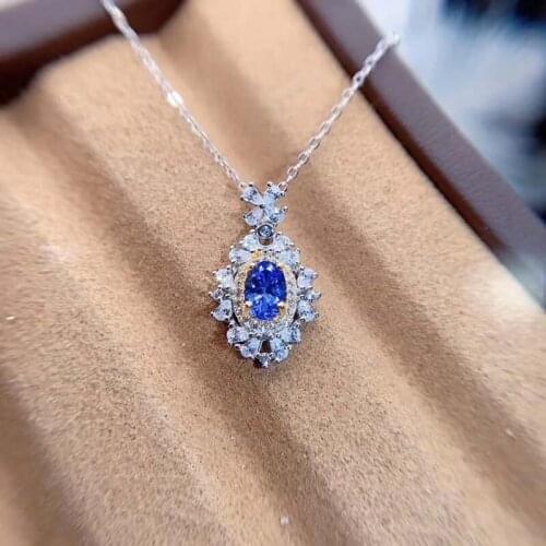 Natural Tanzanne Necklace Pendant for Women Blue Gemstones High Quality Elegant Anniversary Engagement S925 Gifts Certificate