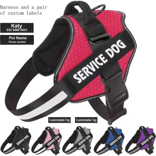 Personalize Reflective Pet Dog Harness Breathable Adjustable Dog Chest Strap Vest ID Custom Patch Outdoor Walking Dog Accessory