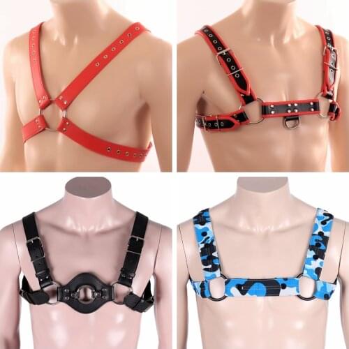 Punk Adjustable Sex Cosplay Costumes Sexy Women Mature Men Gentleman Leather Body Chest Harness Belt Fancy Clothing Accessories