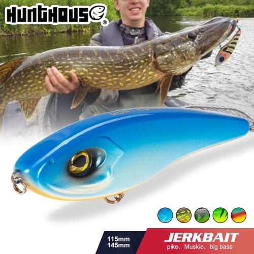 Hunthouse Jerkbait Musky Buster Pike Fishing Lure 11.5/14.5cm 32/52g Jerk VIB Baits Slow Sinking Big Bass Pesca westin