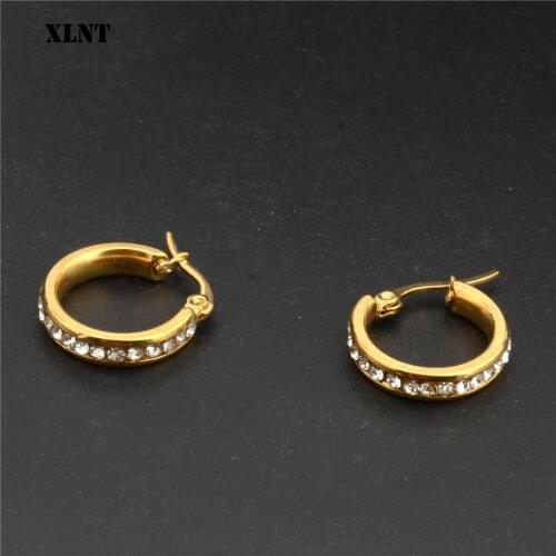 XLNT Fashion Trendy Stunning Rhinestone Gems Hoop Earrings For Women Jewelry Fashion Statement Earrings Accessories Hot Sale