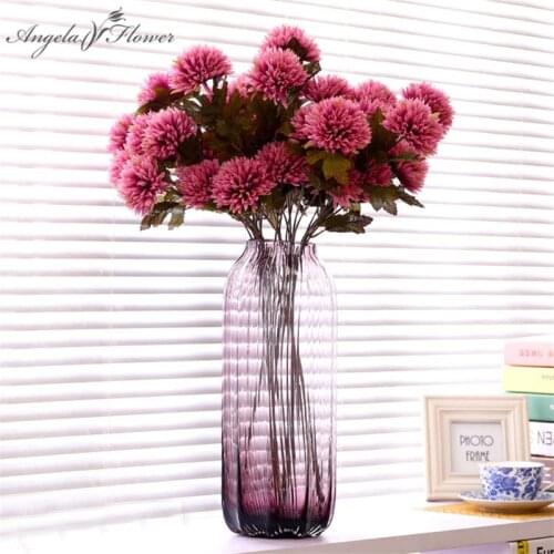 Nordic 3head ball chrysanthemum artificial flower pompom flower bouquet wedding decor home table Christmas gift Hydrangea wall
