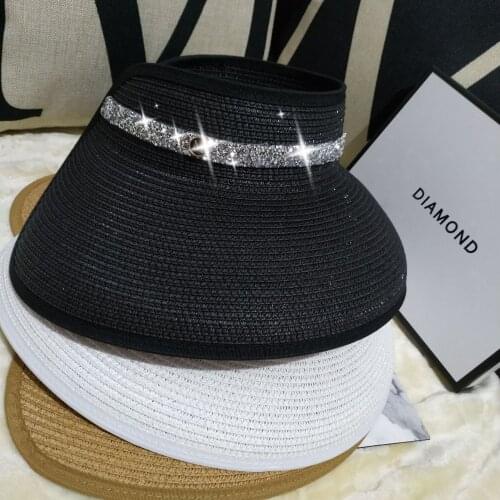 New Women Summer Visors Hat Foldable Sun Hat Wide Large Brim Beach Hats Straw Hat chapeau femme Beach UV Protection Cap