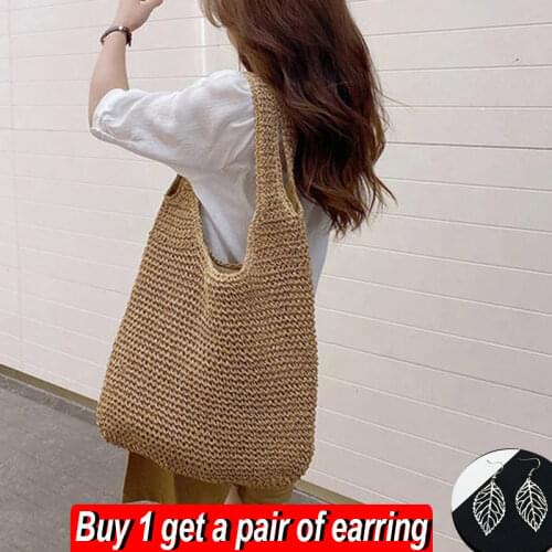 Bohemian Straw Bag Summer Handmade Beach Bag Large Capacity Shoulder Bag Vacation Rattan Totes Outdoors Seaside Handbag Bolsas