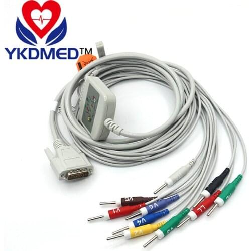 Compatible with Nihon Kohden Cardiofax 6353 EKG cable 10 lead AHA Din 3.0