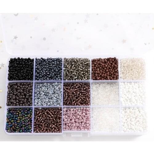 Approx 10000Pcs/Lot Czech Gradient Black White Color Glass Seed Beads For DIY Bracelet Necklace Jewelry Making Accessories Boxed