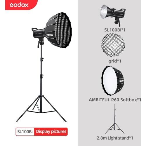 Godox SL100Bi 100W 2800-6500K White Yellow Version LCD Panel LED Video Light Continuous Output Bowens Mount Studio Light