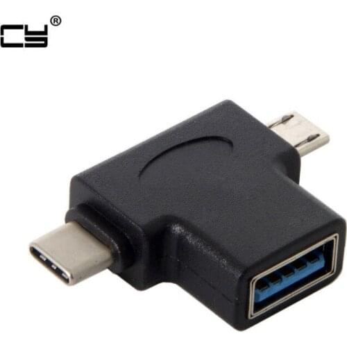 USB 3.1 Type-C & Micro USB Combo to USB 2.0 A Female 2 in 1 OTG Data Host Adapter