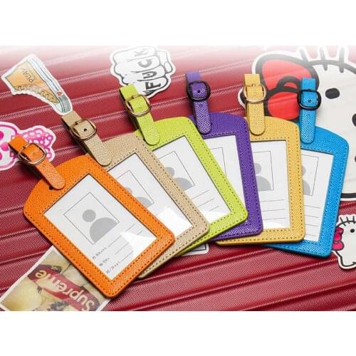 PU Leather Suitcase Luggage Tags Label Bag Pendant Handbag Portable Travel Accessories Name ID Address Tags Photo bit