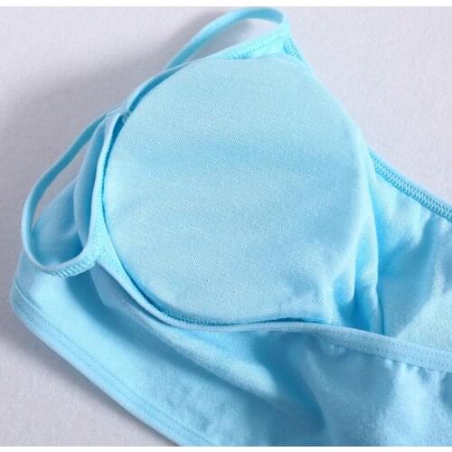Young Girls Solid Soft Cotton Bra Puberty Teenage Breathable Underwear Kid Cloth BX0D