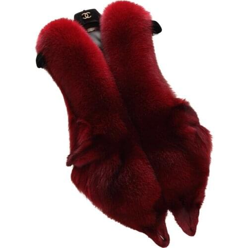 Women Clothes Autumn Winter Warm Real Fox Vest Korean Vintage Elegant Short Natural Fur Vests Chalecos Para Mujer ZL502