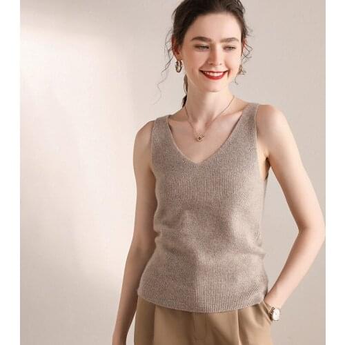 Female Sweater Vest Sweater Autumn Winter Warm Thickening Women Knitting Vest V-neck Sexy 100% Cashmere Vest Sweater