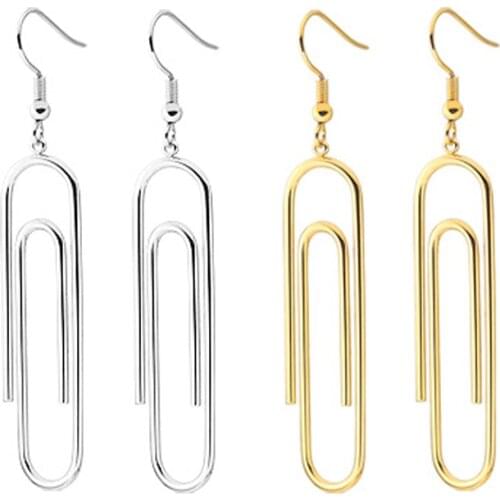 1 Pair Trendy Unisex Punk Rock Style Safety Pin Paper Clip Ear Hook Dangle Earrings Exquisite Jewelry Gift for Women Men
