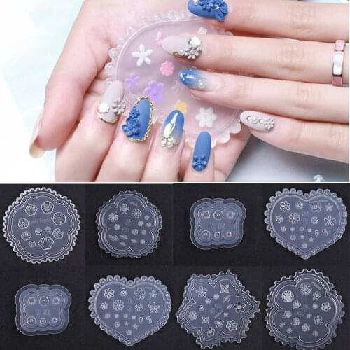 1 PC 3D Nail Art Mold 3D Acrylic Carving Nail DIY Manicure Women Beauty Silicone Mold New Crystal Nails Nail Art Template