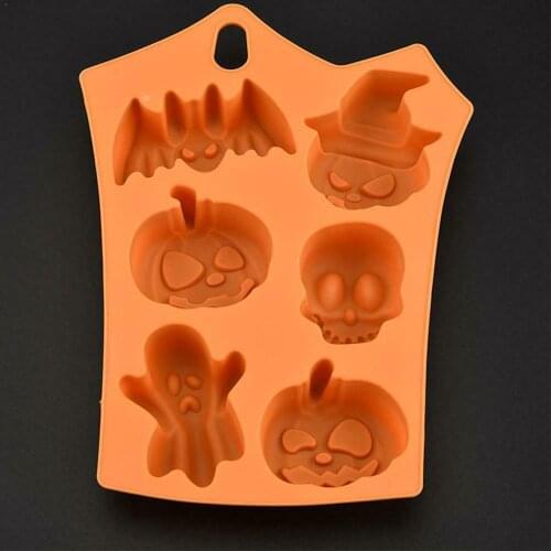 1pc Halloween Silicone Mold Skull Pumpkin Bat Cake Soap Mold Chocolate Ice Ice Forms Fondant Tools Mold Decorating Cube X5U0