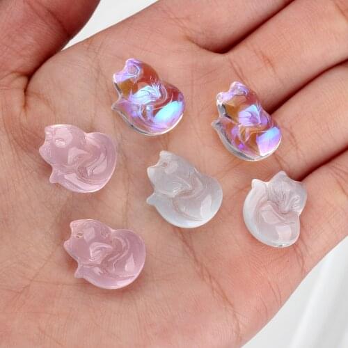 10pcs/lot 14*18mm Crystal colored glaze Cute Mini fox Charms pendant For DIY handmade necklace jewelry material accessories
