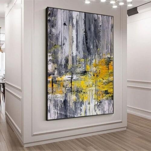 100% Hand Painted Oil Painting Abstract Gray Colorful On Canvas Modern Handmade Wall Art For Living Room Home Decoration