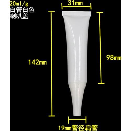 100pcs wholesale 20 ML empty Sunscreen soft Tube, 20G white Cream Tube with white lid, 20ml Cosmetic Sample Tube for eye cream