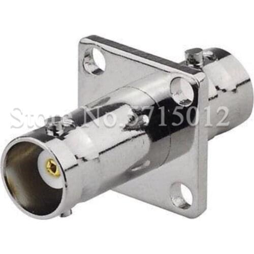 2pcs RF Coaxial Connector Adaptor BNC Famale Head Straight Through Plug Converter with 17.5mm Flange 50 Ohm BNC-KKF