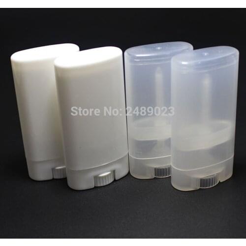 20PCs 15ml Plastic Empty Portable DIY Oval Lip Balm Tubes Deodorant Containers Clear White Lipstick Fashion Cool Lip Tubes