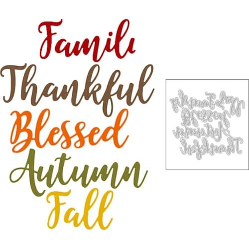 2020 New Autumn English Words Thankful Family Blessed Metal Cutting Dies For Album Greeting Card Scrapbooking Making No Stamps