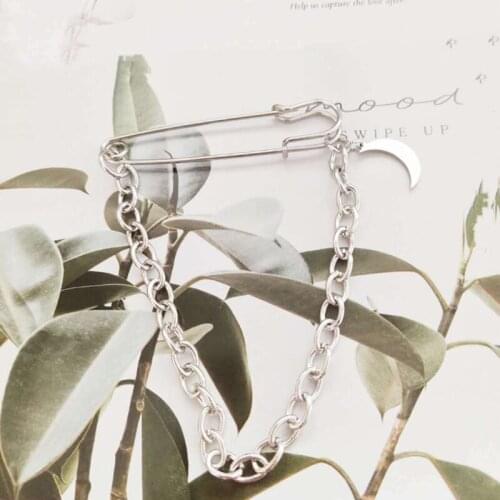 2021 Sale Statement Retro Punk Big Pins Cross Brooches Unisex Couple Chain Design Suit Accessory For Women Men Decoration