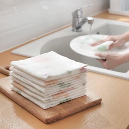 3pcs Kitchen Cleaning Cloths Eight-layer Printed Wood Fiber Non-oily Dishwashing Towel Household Tool Kitchen Accessories