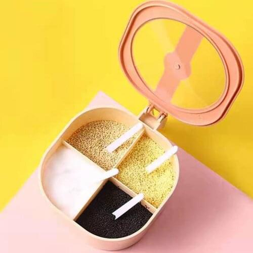 4 in 1 Seasoning Holder Seasoning Box With Spoons Condiment Storage Container Organizer Sugar Bowl Salt Shaker Kitchen Storage