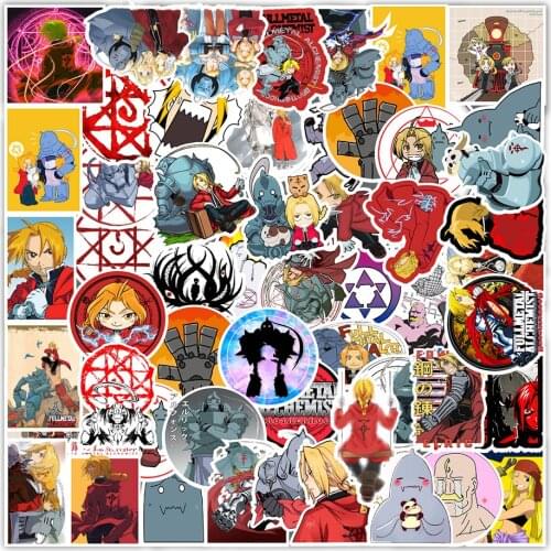 50pcs Fullmetal Alchemist Stickers Toys Edward Elric Alphonse Elric Laptop Bicycle Guitar Kids DIY Graffiti Waterproof Decals