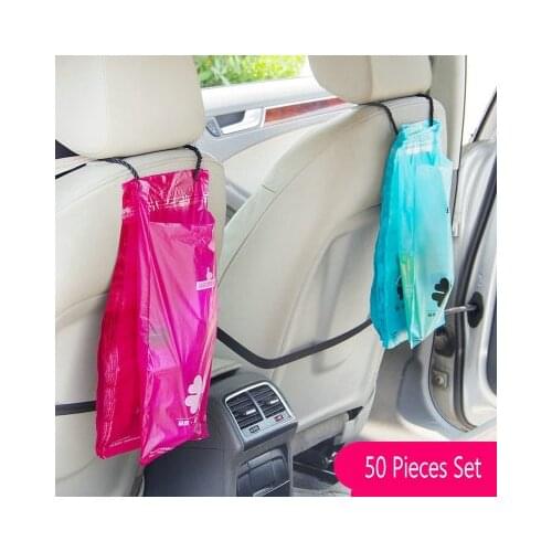 50PCS Colored Garbage Bag Drawstring Hanging Car Trash Bag Garbage Disposal Bags For Car