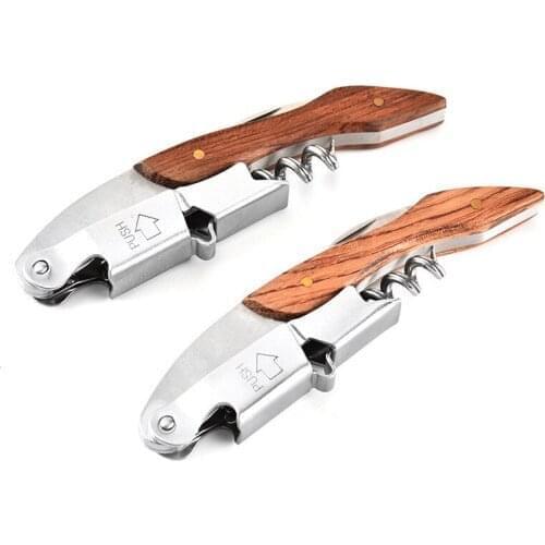 50Pcs/Lot High Quality Wood Handle Professional Wine Opener Multifunction Portable Screw Corkscrew Wine Bottle Opener Cook Tools