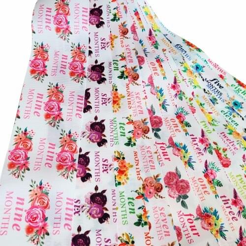 Choshim accessories 10 Yards Per Size Flowers Ribbon Printed Grosgrain Ribbon DIY Bow Bag Material 44310