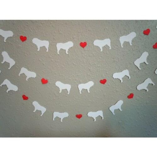 Bulldog Love Paper Garland - Valentines Day Decorations - Choose Your Colors