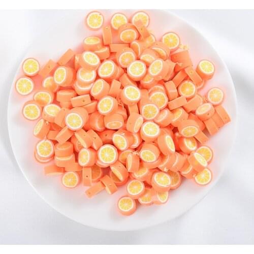 50/100Pcs Cute Round Shape Orange Polymer Clay Loose Spacer Beads For Jewelry Making DIY Bracelet Necklace Earrings Accessories