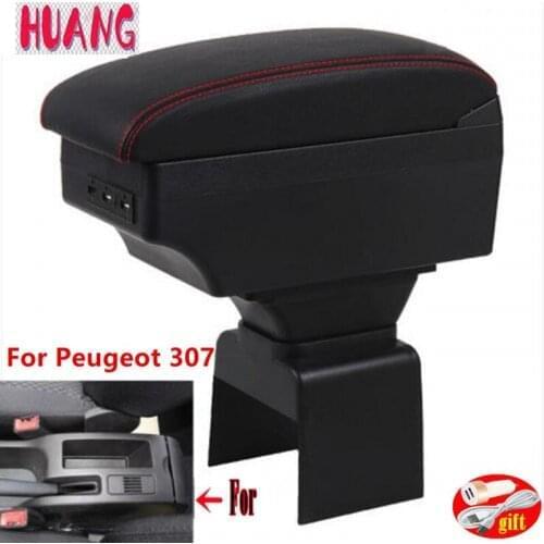 For Peugeot 307 CC Convertible armrest box For Peugeot 307 CC Car Armrest Storage Box Central Storage Container with USB LED