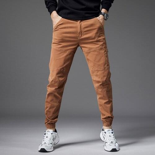 Korean Style Fashion Men Jeans Slim Fit Spliced Designer Casual Cargo Pants Hombre Streetwear Hip Hop Joggers Men Harem Trousers