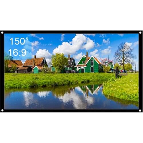 Projector Screen 150inch 16:9 Portable and Collapsible Wall Ceiling Mount Projector Screen