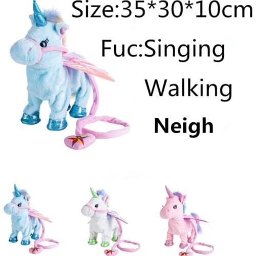 Singing and Walking Unicorn Electronic plush Robot Horses New Christmas Gift Electronic plush toys for Kids birthday gifts