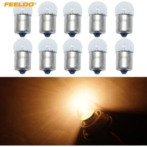 FEELDO 50Pcs G18 24V 5W BA15S 1156 Clear Glass Lamp Turn Tail Bulb Auto Truck Indicator Halogen Lamp
