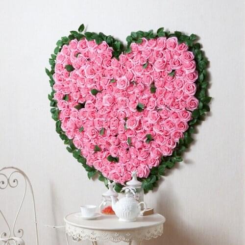 HVAYI Artificial Heart-shaped rose garland DIY home decor Valentines day gift flower row wedding arch decoration bride bouquet