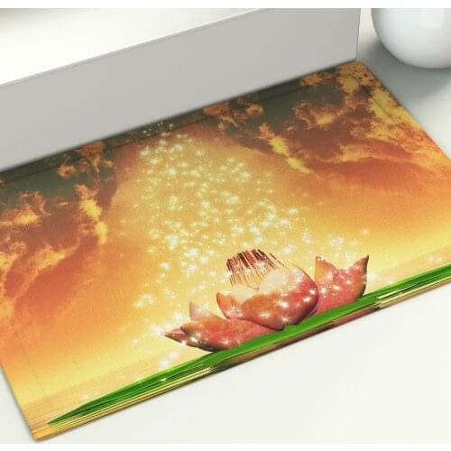 Indian Buddha Statue Meditation 7 Chakra Floor Mat Mandala Lotus Area Rugs Large Living Room Bedroom Bathroom Print Yoga Carpets