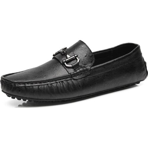 Genuine Leather Slip On Men Casual Shoes Brand Luxury Mens Loafers Summer Solid Black Lofer Shoes Man Moccasins Business Flats